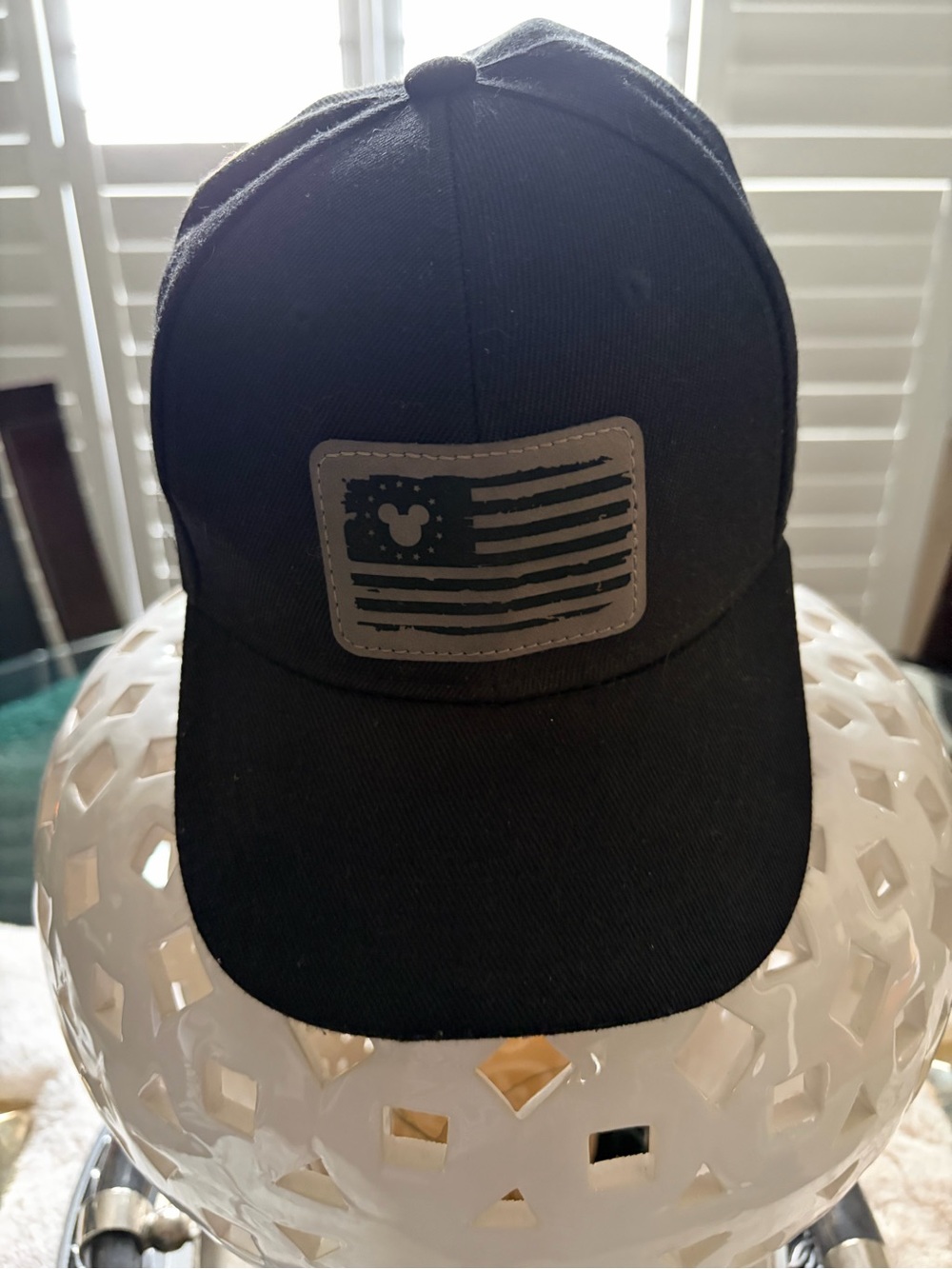 Black Baseball Cap with Mickey Flag Patch